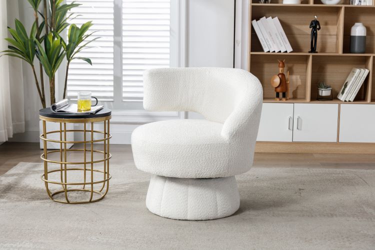 360 Degree Swivel Cuddle Barrel Accent Chairs, Round Armchairs with Wide Upholstered, Fluffy Fabric Chair for Living Room, Bedroom, Office