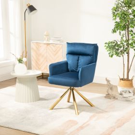 Dark Blue Velvet Contemporary High-Back Upholstered Swivel Accent Chair