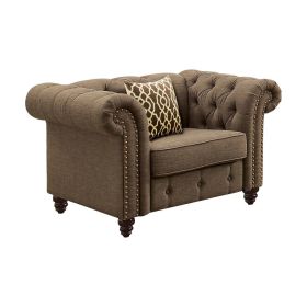 ACME Aurelia Chair w/1 Pillow, Brown Linen 52427