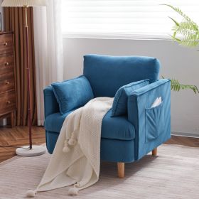 29.5 "W Modern Fabric Decorative Chair Armchair Upholstered Reading Chair Single Sofa Casual Club Chair with Solid Wooden Feet and 2 Pillow