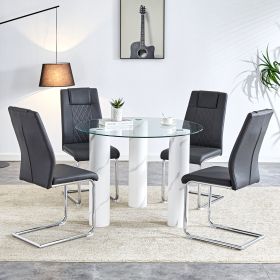 A modern minimalist circular dining table suitable for 6-8 people