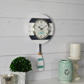 FirsTime & Co. White Oar Pendulum Wall Clock, Coastal, Analog, 8 x 2.5 x 17.5 in