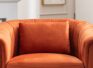 Modern Barrel Chair,Round Oversized,Accent Chair With Pillow,Velvet Comfy Leisure Chair,Suitable For Living Room Office Bedroom,Orange