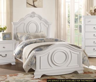 Classic White Finish Panel Bed Traditional Style Twin Size Bed Bedroom Furniture Wooden