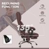 Executive Massage Office Chair with 4 Vibration, Computer Desk Chair, PU Leather Heated Reclining Chair with Adjustable Height, Swivel Wheels, Brown