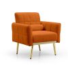 Accent Chair Modern Teddy Comfy Chair with Golden Metal Legs Lounge Chair Living Room Bedroom Reading Armchair , Orange