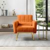 Accent Chair Modern Teddy Comfy Chair with Golden Metal Legs Lounge Chair Living Room Bedroom Reading Armchair , Orange