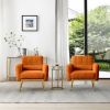 Accent Chair Modern Teddy Comfy Chair with Golden Metal Legs Lounge Chair Living Room Bedroom Reading Armchair , Orange