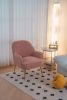 001-Modern Soft Teddy fabric Ergonomics Accent Chair With Gold Legs And Adjustable Legs For Indoor Home,Pink