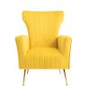 Velvet Accent Chair, Wingback Arm Chair with Gold Legs, Upholstered Single Sofa for Living Room Bedroom