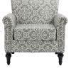 Mid-Century Modern Accent Chair, Linen Armchair w/Tufted Back/Wood Legs, Upholstered Lounge Arm Chair Single Sofa for Living Room Bedroom, Grey