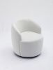 Velvet Fabric Swivel Accent Armchair Barrel Chair With Black Powder Coating Metal Ring,White