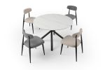 47.24" Modern Round Dining Table White Sintered Stone Tabletop with 4pcs Metal Cross Legs