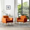Accent Chair Modern Teddy Comfy Chair with Golden Metal Legs Lounge Chair Living Room Bedroom Reading Armchair , Orange