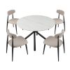 47.24" Modern Round Dining Table White Sintered Stone Tabletop with 4pcs Metal Cross Legs