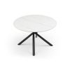 47.24" Modern Round Dining Table White Sintered Stone Tabletop with 4pcs Metal Cross Legs