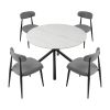 47.24" Modern Round Dining Table White Sintered Stone Tabletop with 4pcs Metal Cross Legs