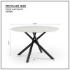 47.24" Modern Round Dining Table White Sintered Stone Tabletop with 4pcs Metal Cross Legs