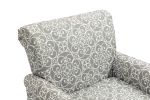 Mid-Century Modern Accent Chair, Linen Armchair w/Tufted Back/Wood Legs, Upholstered Lounge Arm Chair Single Sofa for Living Room Bedroom, Grey