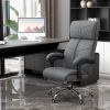 Executive Massage Office Chair with 4 Vibration, Computer Desk Chair, PU Leather Heated Reclining Chair with Adjustable Height, Swivel Wheels, Gray