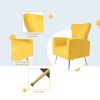 Velvet Accent Chair, Wingback Arm Chair with Gold Legs, Upholstered Single Sofa for Living Room Bedroom