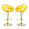 Yellow Velvet Adjustable Modern Dining Chairs,Counter Height Bar Chair,Swivel Bar Stools Set of 2
