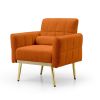 Accent Chair Modern Teddy Comfy Chair with Golden Metal Legs Lounge Chair Living Room Bedroom Reading Armchair , Orange