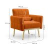 Accent Chair Modern Teddy Comfy Chair with Golden Metal Legs Lounge Chair Living Room Bedroom Reading Armchair , Orange