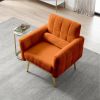 Accent Chair Modern Teddy Comfy Chair with Golden Metal Legs Lounge Chair Living Room Bedroom Reading Armchair , Orange