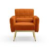 Accent Chair Modern Teddy Comfy Chair with Golden Metal Legs Lounge Chair Living Room Bedroom Reading Armchair , Orange