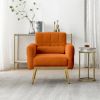 Accent Chair Modern Teddy Comfy Chair with Golden Metal Legs Lounge Chair Living Room Bedroom Reading Armchair , Orange