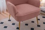 001-Modern Soft Teddy fabric Ergonomics Accent Chair With Gold Legs And Adjustable Legs For Indoor Home,Pink