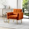 Accent Chair Modern Teddy Comfy Chair with Golden Metal Legs Lounge Chair Living Room Bedroom Reading Armchair , Orange