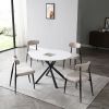 47.24" Modern Round Dining Table White Sintered Stone Tabletop with 4pcs Metal Cross Legs