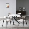 47.24" Modern Round Dining Table White Sintered Stone Tabletop with 4pcs Metal Cross Legs