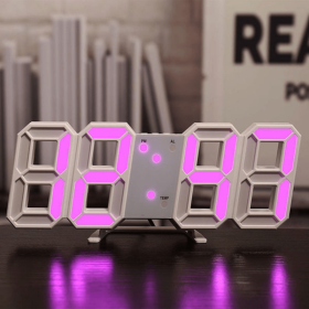 1pc 3D LED Digital Clock; Bedroom LED Clock For Home Decor (Color: Purple)