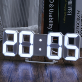 1pc 3D LED Digital Clock; Bedroom LED Clock For Home Decor (Color: White)