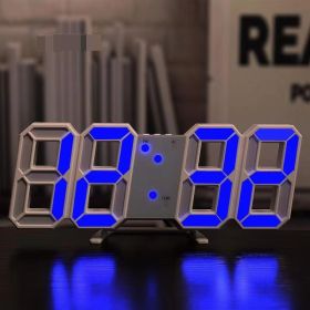 1pc 3D LED Digital Clock; Bedroom LED Clock For Home Decor (Color: Whiteblue)