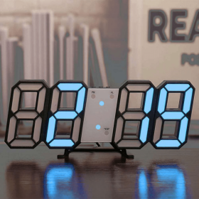 1pc 3D LED Digital Clock; Bedroom LED Clock For Home Decor (Color: Blue)