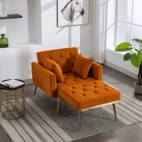 36.61'' Wide Modern Accent Chair With 3 Positions Adjustable Backrest, Tufted Chaise Lounge Chair (Color: as Pic)