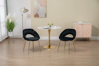 COOLMORE Accent Chairs Set of 2, Velvet Side Chairs with Gold Legs, Mid-Century Upholstered Dining Chairs for Living Room, Kitchen, Bedroom (Color: as Pic)