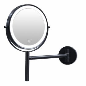 8 Inch 3 Colors LED Lighted, Wall Mounted Makeup Mirror, Double Sided 1X /10X HD Magnifying, 360° Swivel with Extension Arm (Color: as Pic)