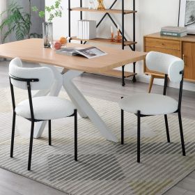 Dining Chairs Set of 2,Round Upholstered Sherpa Fabric Dining Room Chairs with Curved Backrest (Color: as Pic)